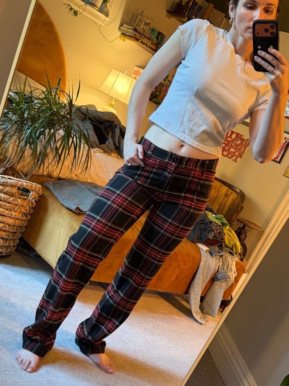 Vintage Low rise plaid pants